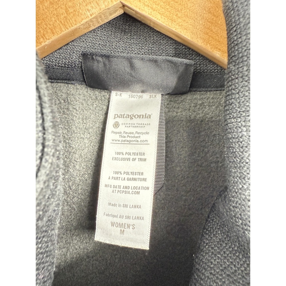 Patagonia Jacket Womens‎ Medium Black Fleece Collar Snap Pockets Elbow Patches - Picture 3 of 9